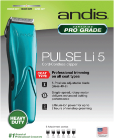 ANDIS Pulse Li 5 Cordless Clipper Teal