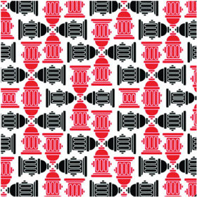 BANDANNA Fire Hydrant Red & Black 22" Square