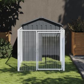 Dog House with Run Anthracite 46.1"x79.1"x48.4" Galvanized Steel