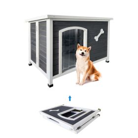 Large Wooden Dog House, Outdoor Waterproof Dog Cage, Windproof and Warm Dog Kennel Easy to Assemble