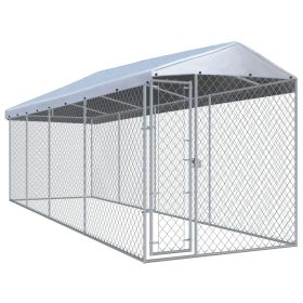 Outdoor Dog Kennel with Roof 299"x75.6"x88.6"