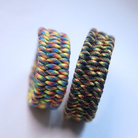 Dog Collar Woven Umbrella Rope Material (Option: Light Rainbow Left-26cm)