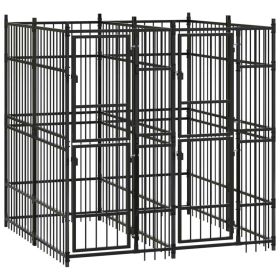 Outdoor Dog Kennel Steel 39.7 ft² (Color: Black)