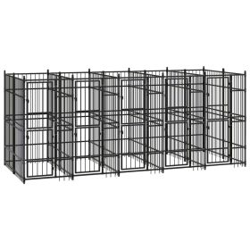 Outdoor Dog Kennel Steel 99.2 ft² (Color: Black)