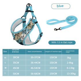 Pet Hand Holding Rope Vest-style Dog Reflective Explosion-proof (Option: Tiger Skin Blue Suit-XS)